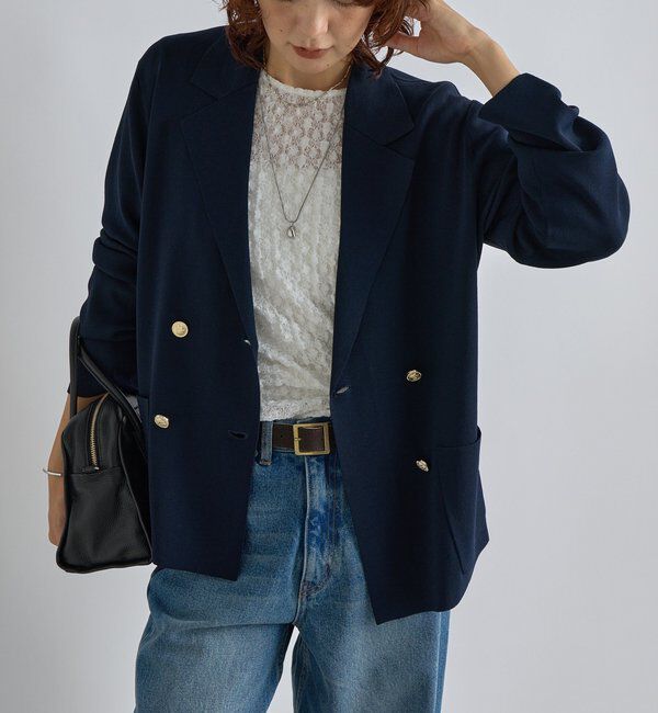  「【季節の変わり目に/接触冷感】ニットジャケット」|テーラードジャケット|