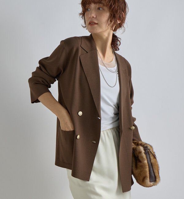  「【季節の変わり目に/接触冷感】ニットジャケット」|テーラードジャケット|