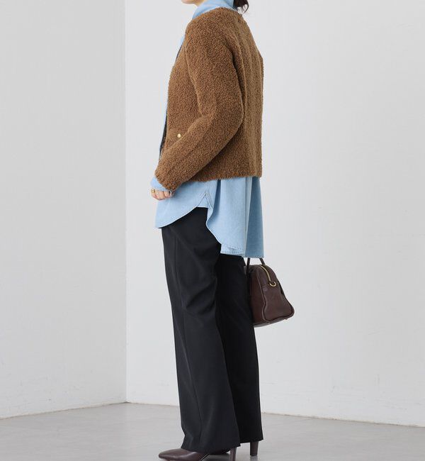 「【オンオフ使える】ウールボアニットジャケット」|カーディガン|