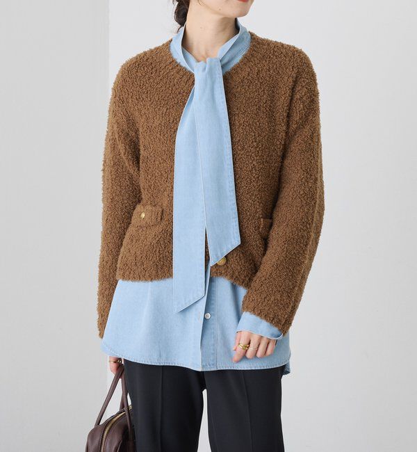  「【オンオフ使える】ウールボアニットジャケット」|カーディガン|