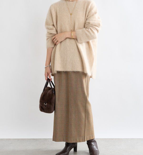  「【暖かく着れる】両面起毛ピンタックナロースカート」|スカート|