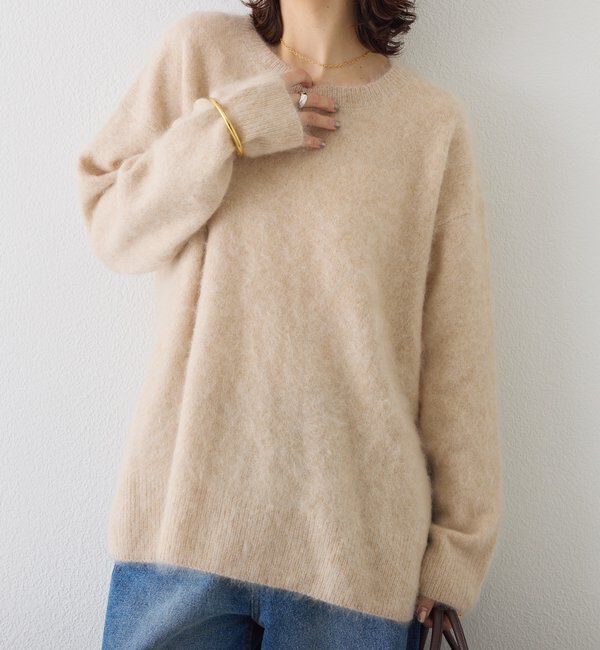  「【ヘアリーな質感】起毛ウールサイドスリットニット」|ニット・セーター|