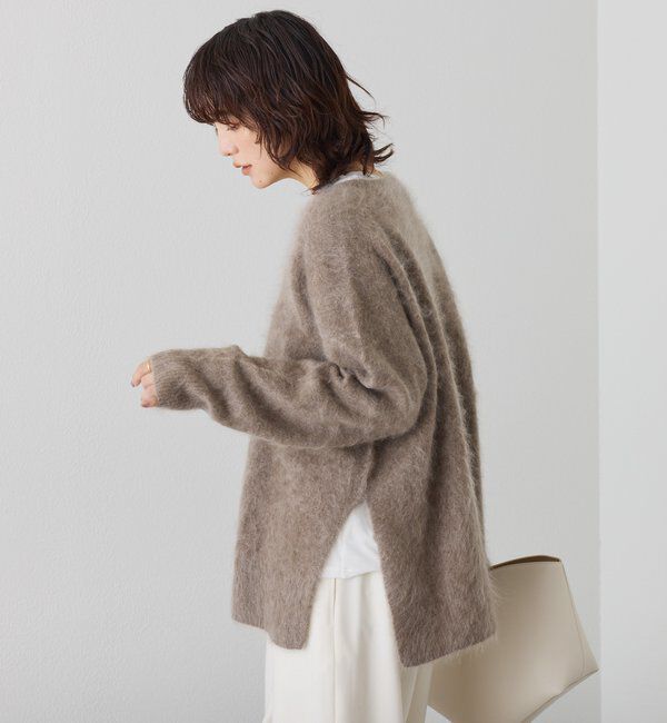  「【ヘアリーな質感】起毛ウールサイドスリットニット」|ニット・セーター|
