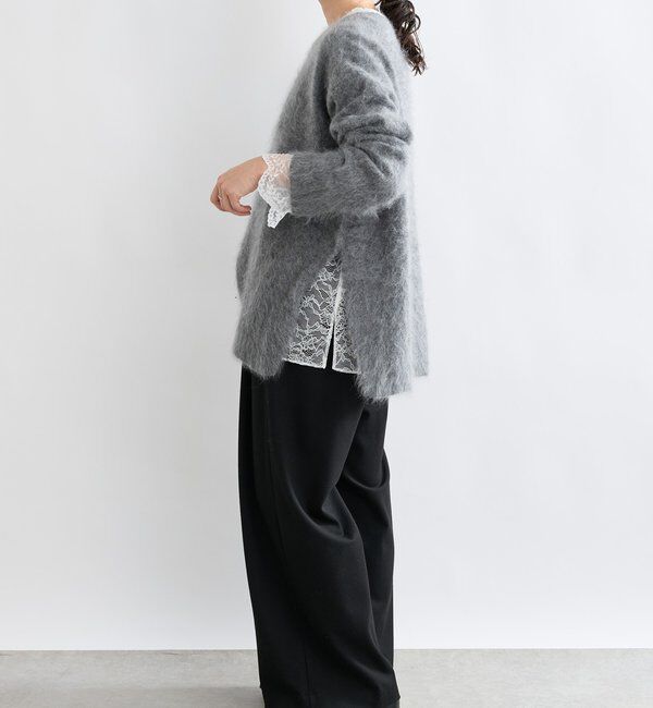  「【ヘアリーな質感】起毛ウールサイドスリットニット」|ニット・セーター|