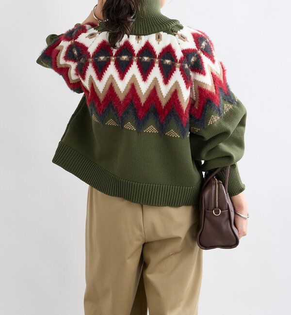  「【モダンな印象】ノルディックニットブルゾン」|カーディガン|