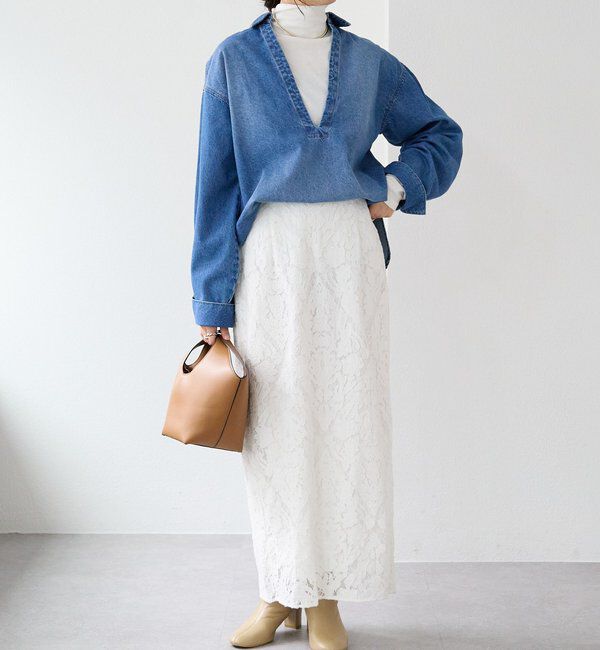  「【MONN.:.(モン)】スキッパーデニムシャツ」|シャツ・ブラウス|