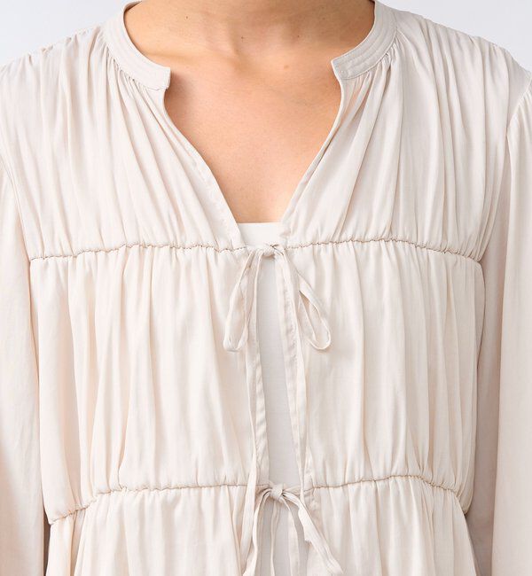  「【2WAY仕様】ギャザーストリングツイルブラウス」|シャツ・ブラウス|