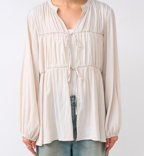  「【2WAY仕様】ギャザーストリングツイルブラウス」|シャツ・ブラウス|
