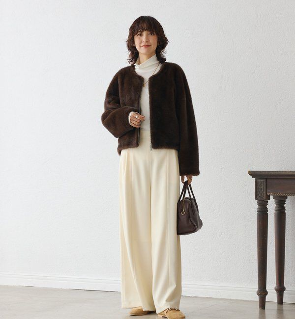  「【a Nice （ア ・ニース）】Twoolワイドパンツ」|チノ|
