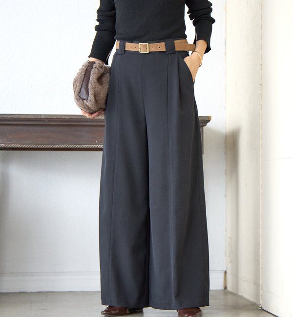  「【a Nice （ア ・ニース）】Twoolワイドパンツ」|チノ|