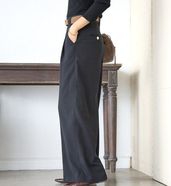  「【a Nice （ア ・ニース）】Twoolワイドパンツ」|チノ|