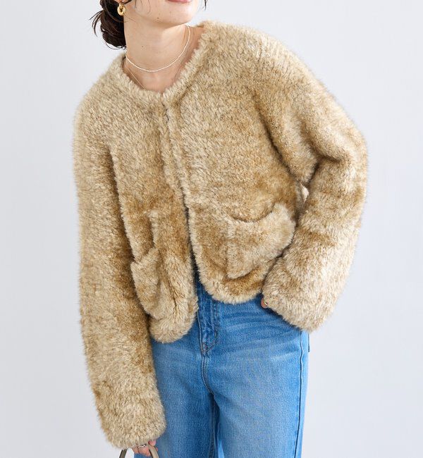  「【a Nice （ア ・ニース）】ニットファージャケット」|カーディガン|