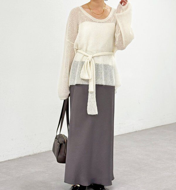  「【抜け感◎】ストール付アルパカルーズニット」|ニット・セーター|