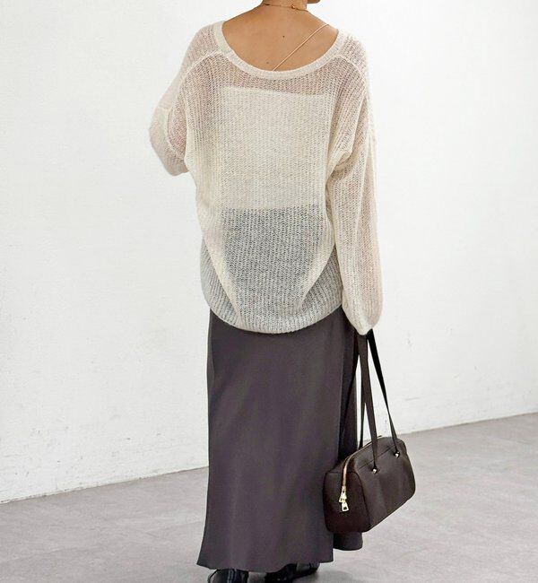  「【抜け感◎】ストール付アルパカルーズニット」|ニット・セーター|