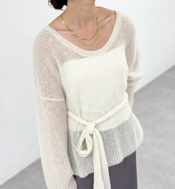  「【抜け感◎】ストール付アルパカルーズニット」|ニット・セーター|