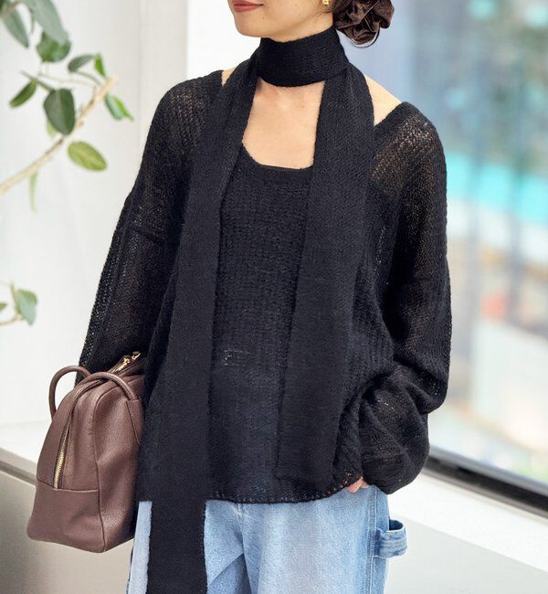  「【抜け感◎】ストール付アルパカルーズニット」|ニット・セーター|