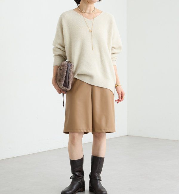  「【ハンサムな着こなしに】合皮ハーフパンツ」|チノ|