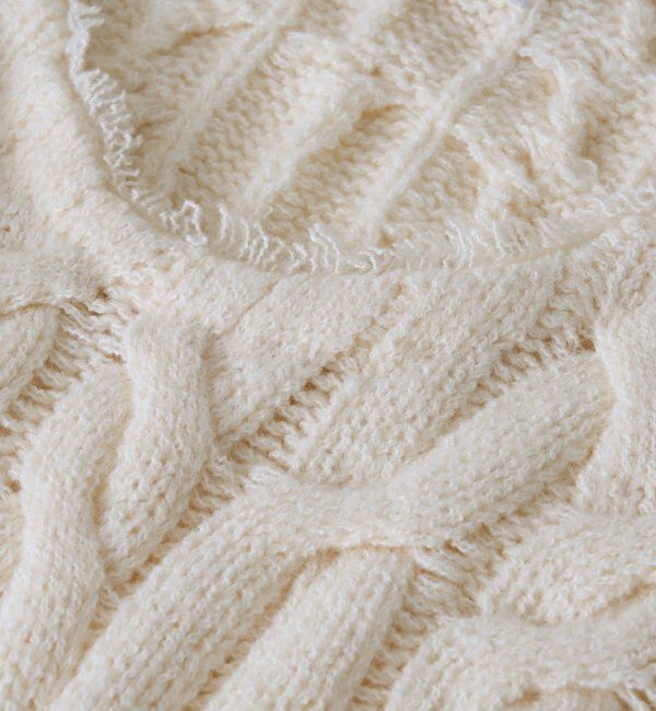  「【大人のこなれ感を演出】フリンジネックケーブルニット」|ニット・セーター|