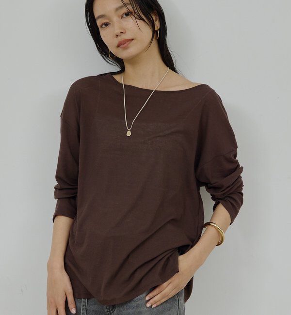  「【La nature linge】オーバーシアーロンT」|Tシャツ・カットソー|ブラウン