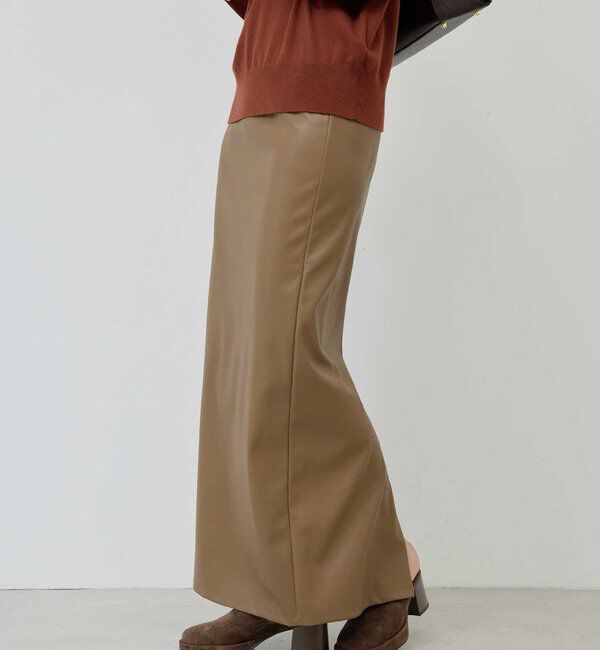  「フェイクレザータイトスカート」|スカート|