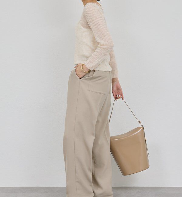  「【シワになりにくい】ジャージータックワイドパンツ」|チノ|