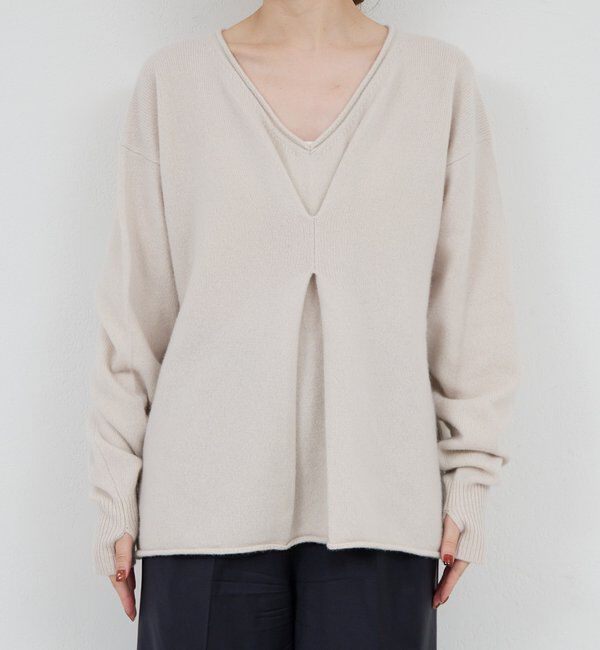  「ウールカシミヤタックVプルオーバー」|ニット・セーター|
