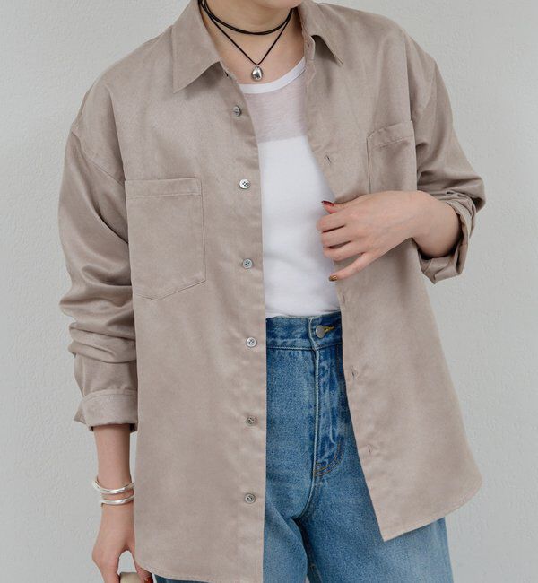  「フェイクスエードシャツ」|シャツ・ブラウス|グレージュ
