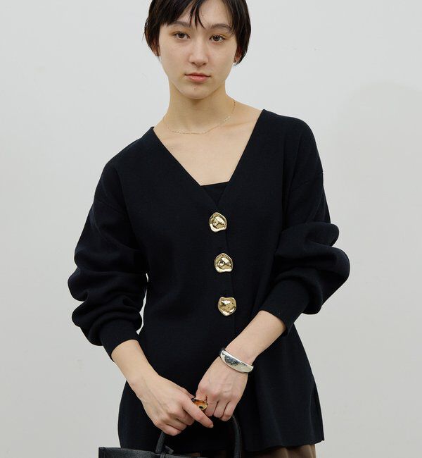  「ビジューVネックカーディガン」|ニット・セーター|