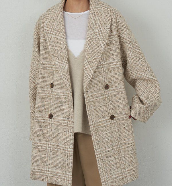  「【HERITANOVUM】 ツィードショールカラーショートコート」|その他|ベージュ