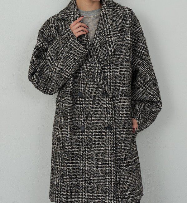  「【HERITANOVUM】 ツィードショールカラーショートコート」|その他|ブラック