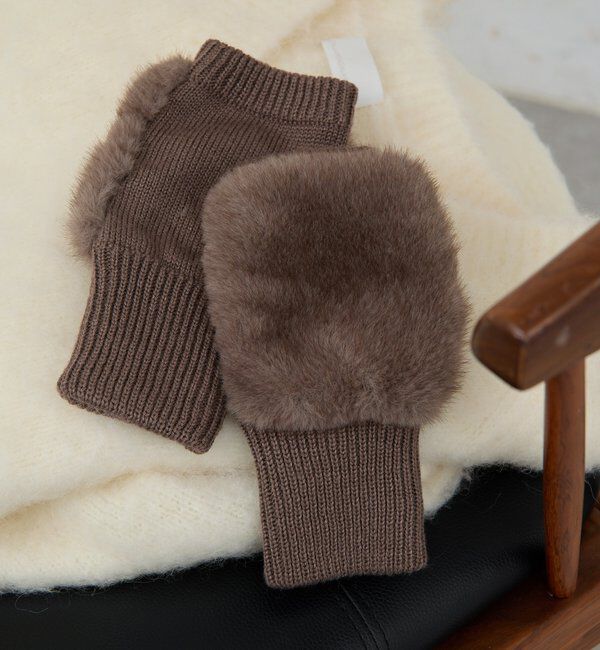  「エコファーハンドウォーマー」|手袋|グレージュ