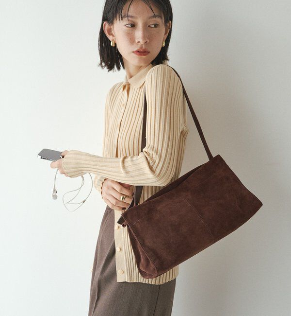  「【再値下げ】スエードショルダーバッグ」|ショルダー・メッセンジャー|ダークブラウン