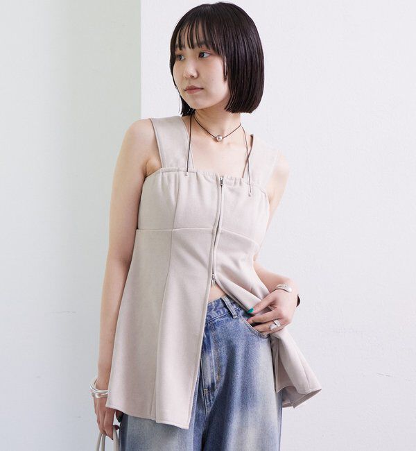  「フェイクスウェードペプラムビスチェ」|シャツ・ブラウス|