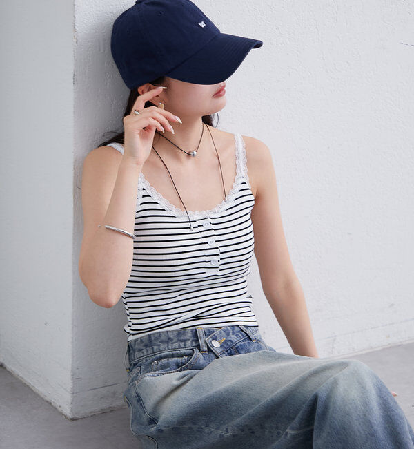  「パット付きボーダーキャミ」|キャミソール|