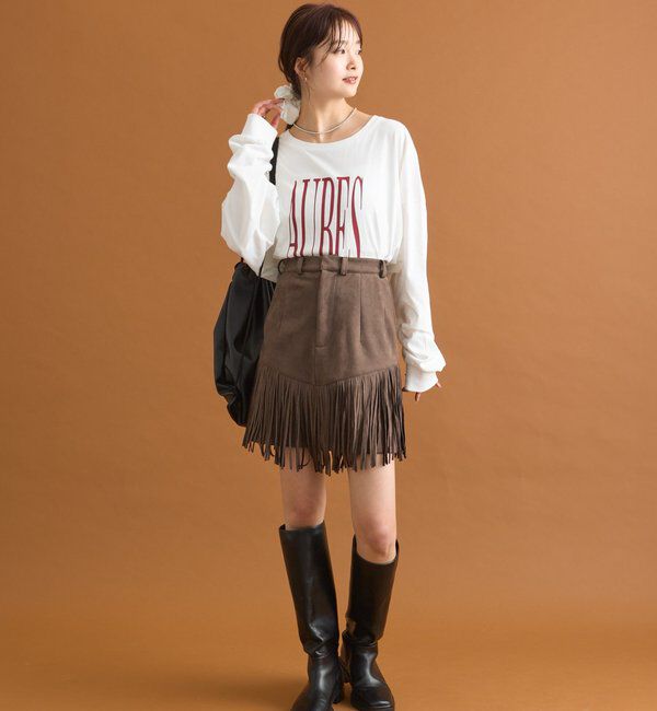  「フェイクスウェードフリンジスカート」|スカート|