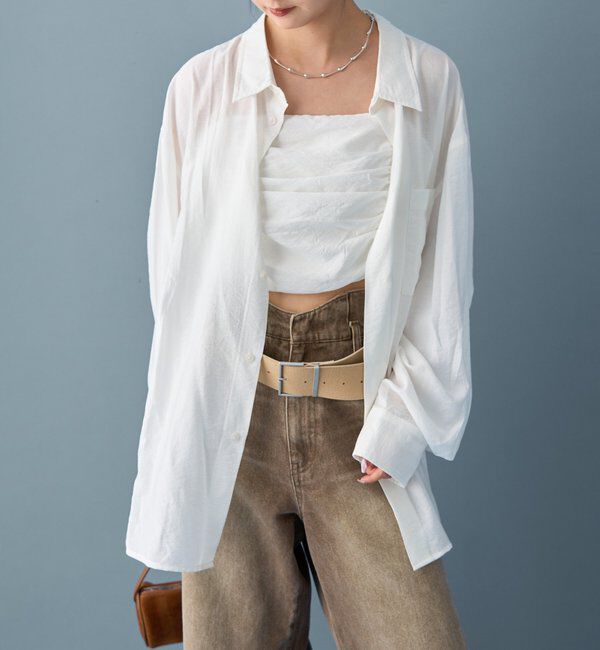  「【着こなし豊富◎】チェックビスチェSETビッグシャツ」|シャツ・ブラウス|