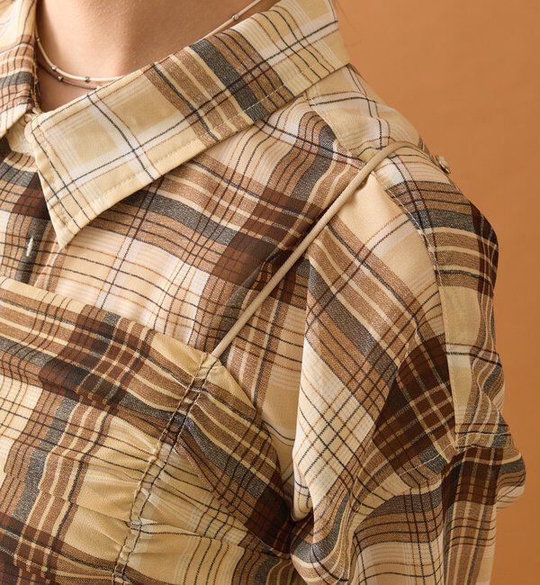  「【着こなし豊富◎】チェックビスチェSETビッグシャツ」|シャツ・ブラウス|