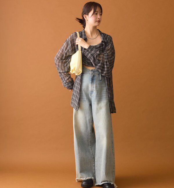  「【着こなし豊富◎】チェックビスチェSETビッグシャツ」|シャツ・ブラウス|