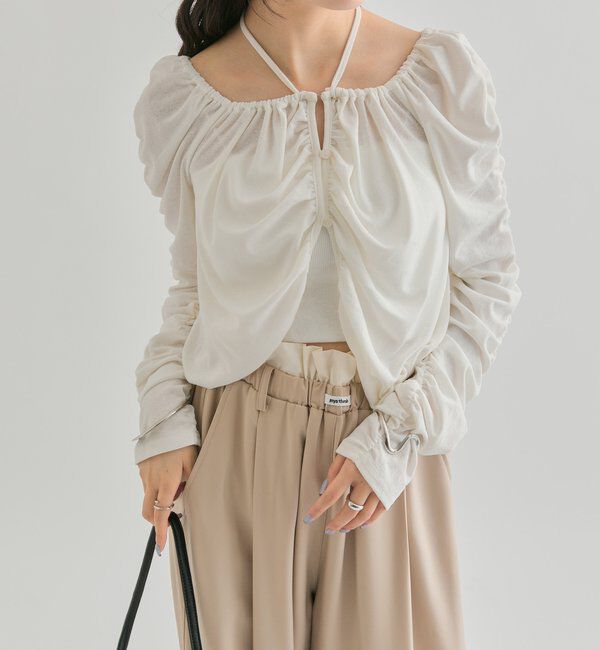  「スクエアネック シャーリングカーディガン」|Tシャツ・カットソー|