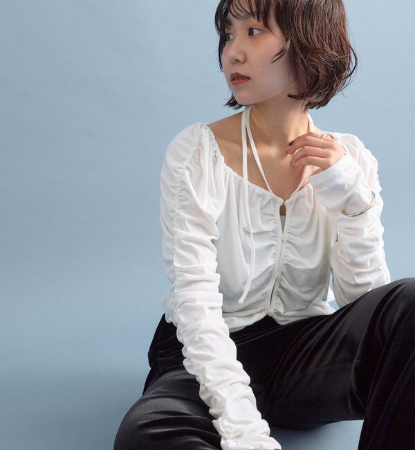  「スクエアネック シャーリングカーディガン」|Tシャツ・カットソー|