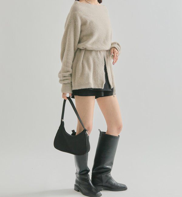  「ミンクライクワイドネックニット」|ニット・セーター|