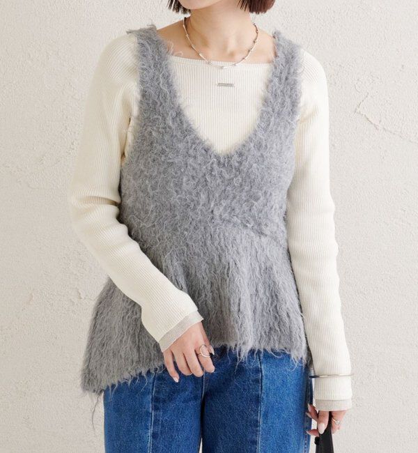  「シャギーニット ペプラムベスト」|ニット・セーター|