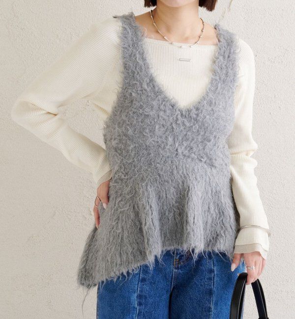  「シャギーニット ペプラムベスト」|ニット・セーター|