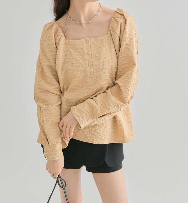  「エンボスパフ 長袖ブラウス」|シャツ・ブラウス|