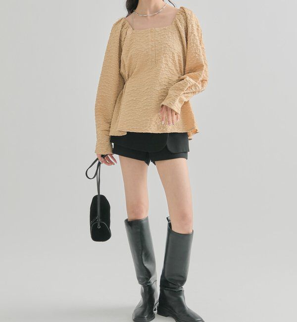  「エンボスパフ 長袖ブラウス」|シャツ・ブラウス|