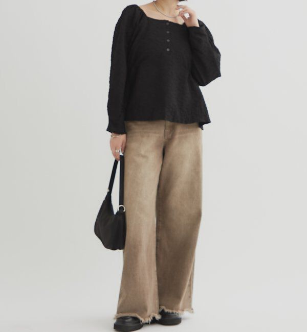  「エンボスパフ 長袖ブラウス」|シャツ・ブラウス|