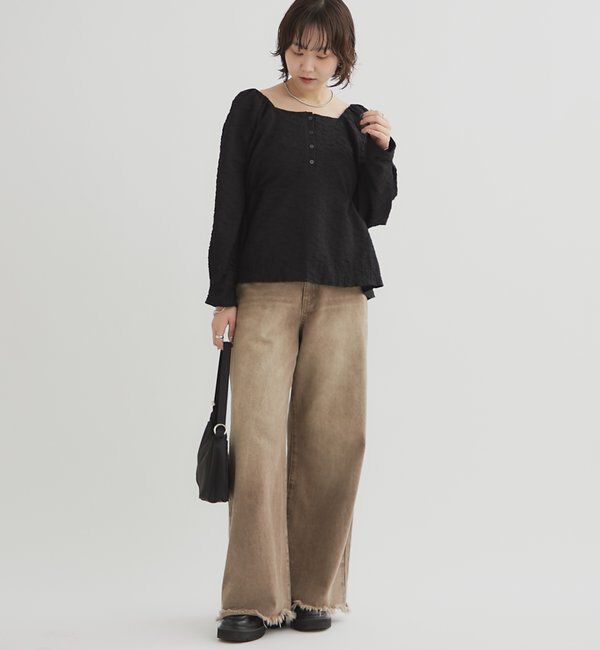  「エンボスパフ 長袖ブラウス」|シャツ・ブラウス|