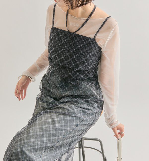  「シアーチェックキャミワンピース」|ワンピース|