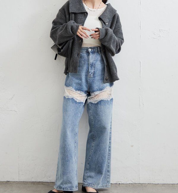  「襟付きプレートニットカーディガン」|カーディガン|