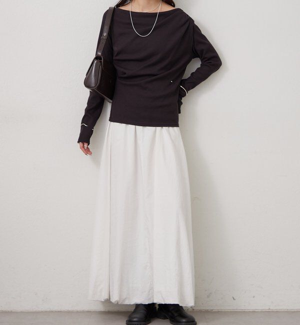  「チャーム付きオフショルリブロングTシャツ」|Tシャツ・カットソー|